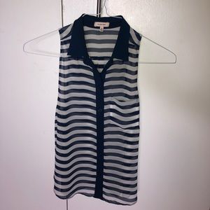 Like new condition sleeveless blue & white blouse